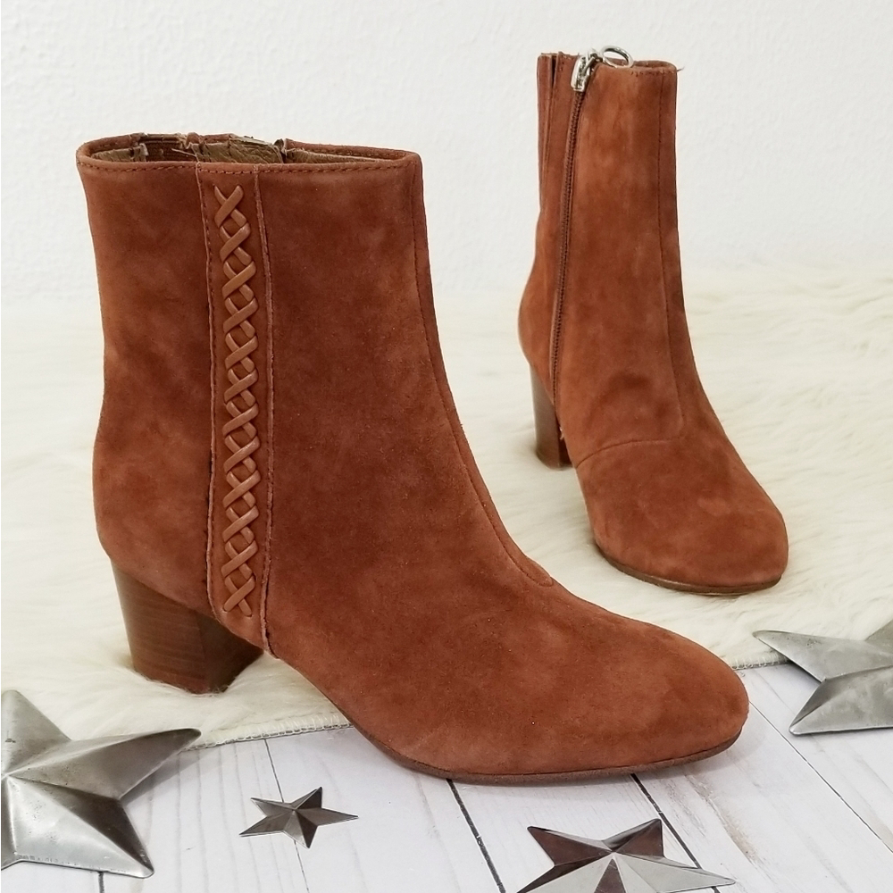 Earth Sparta Ankle boots cinnamon brown suede corset Women's Size 6.5 NEW NWOB
